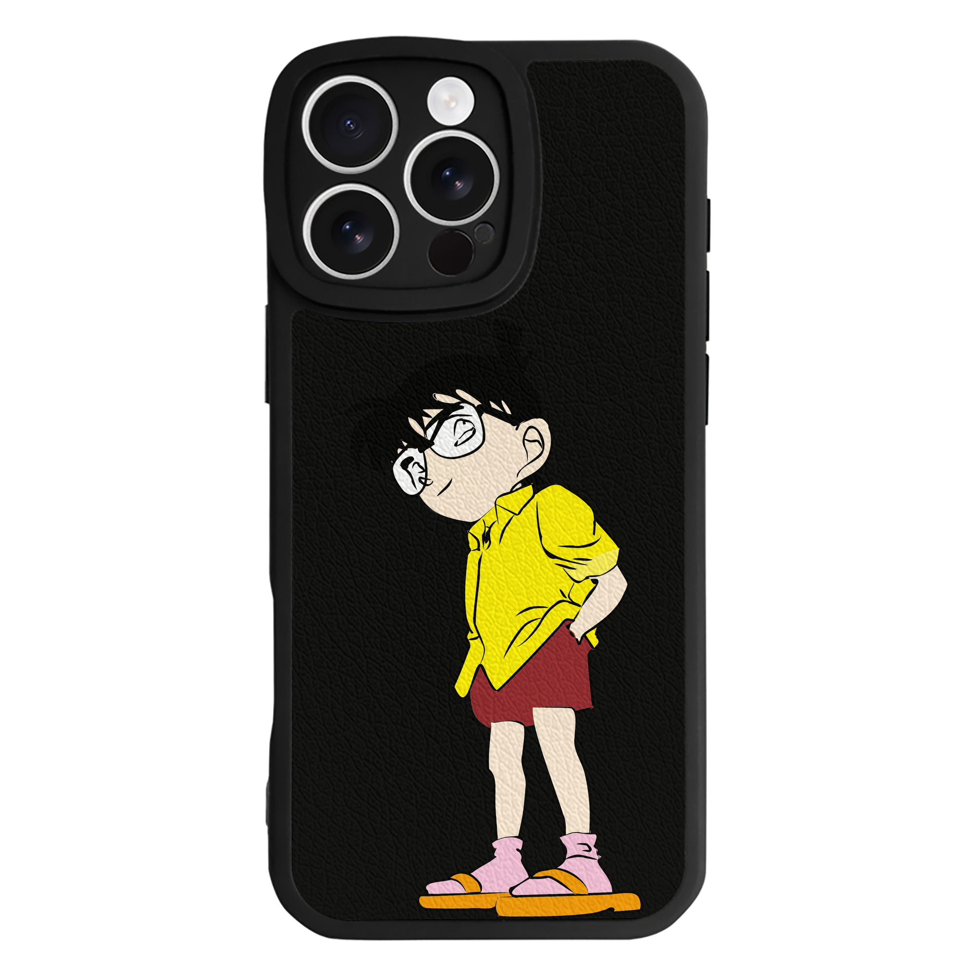 （画像用） 名探偵コナン 江戸川 コナン Detective Conan Conan Edogawa 【iPhone 16シリーズ対応】シリコンスマホケース（レザー調） 材質：シリコン